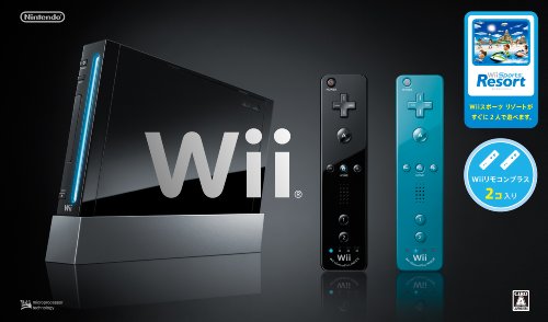 NINTENDO wii コントローラー二個　wii スポーツリゾート Amazon.co.jp: Wii本体 (クロ) Wiiリモコンプラス2個、Wiiスポーツ